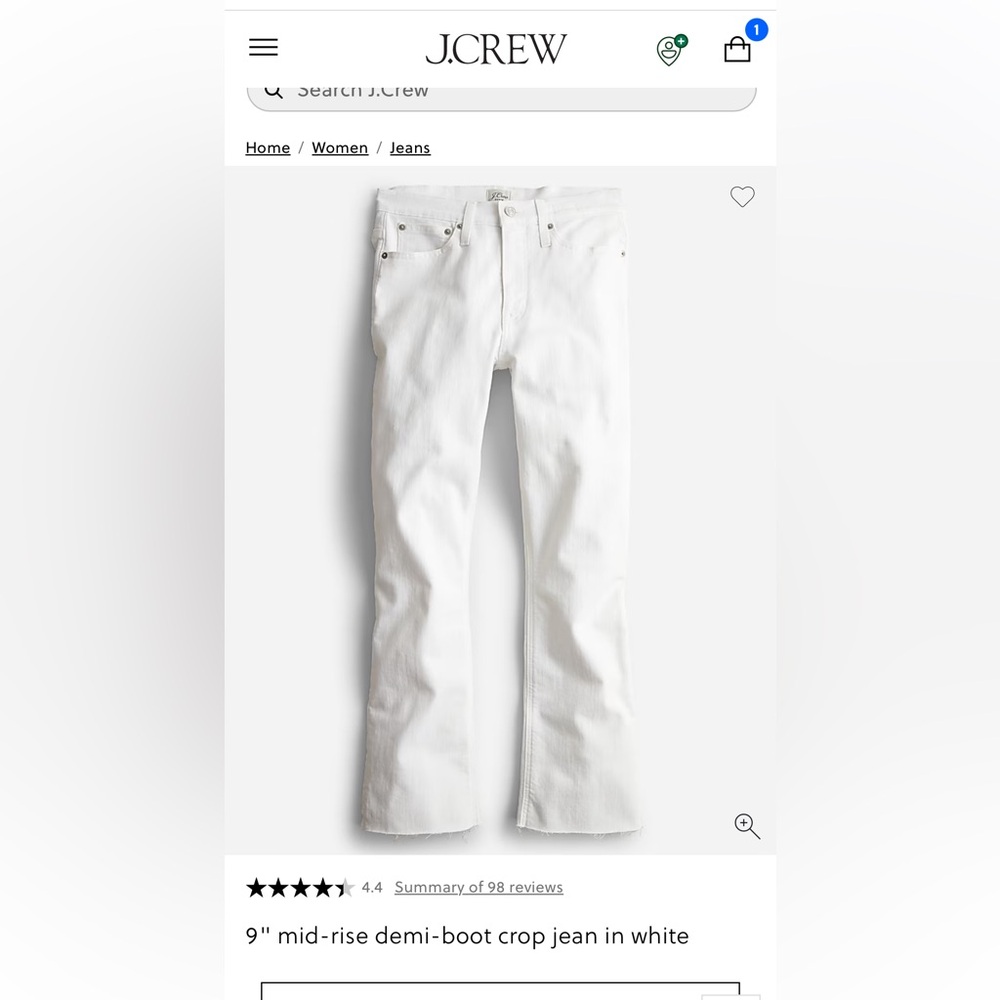 J.Crew Classic 9”Demi Boot Crop Jeans